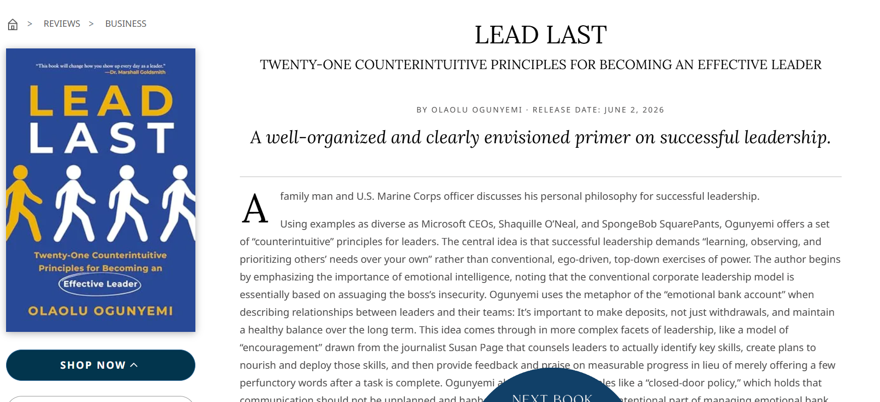 Lead Last review on Kirkus. Why the "Fundamentals" are Winning Over the Toughest Critics