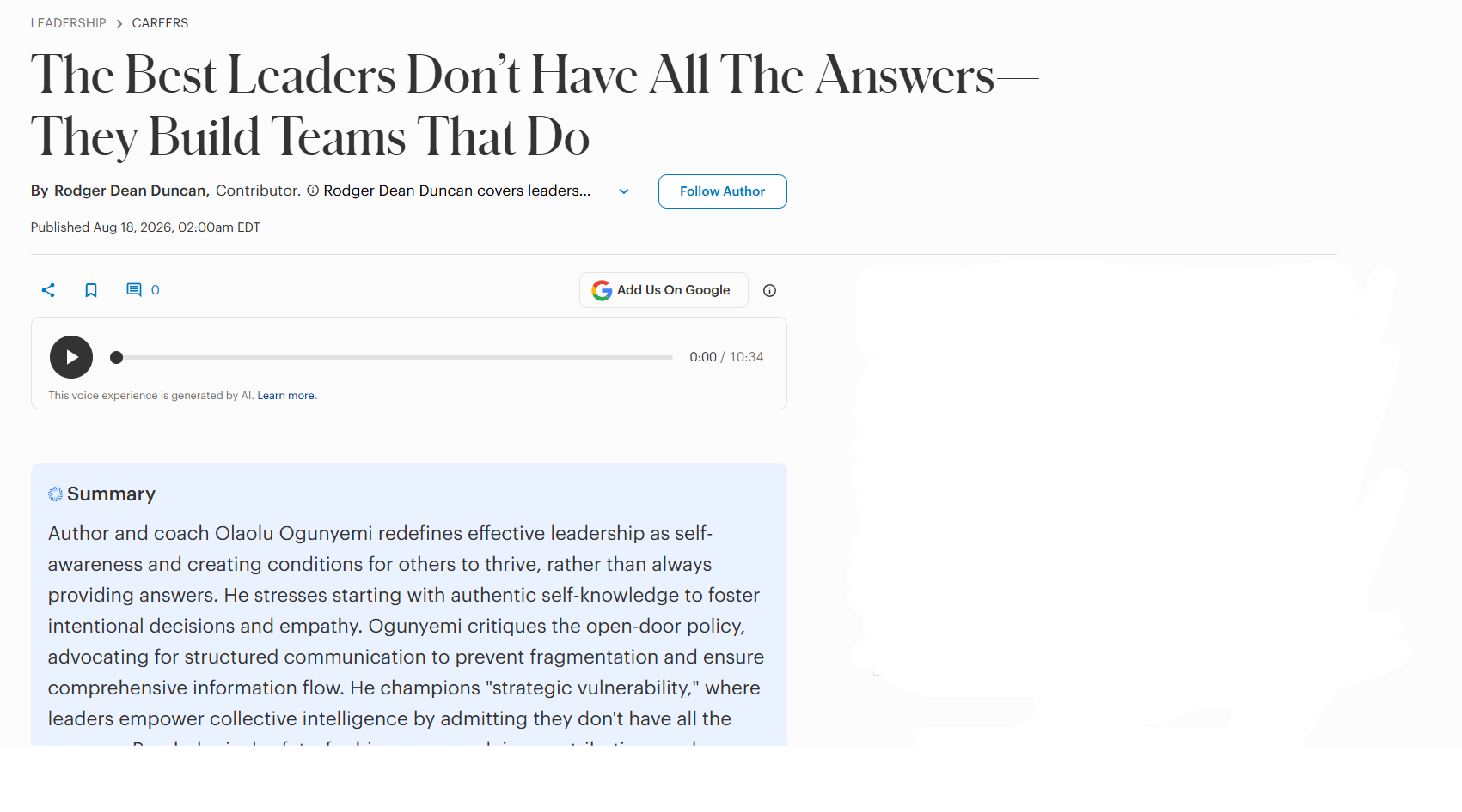 Celebrating Effective Leadership Principles Featured in Forbes